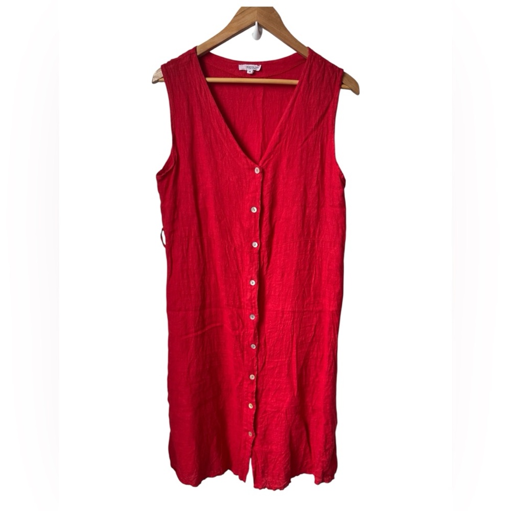 Red Sleeveless Vanessa Zani 100% Linen Dress